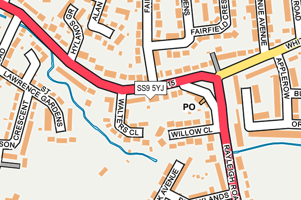 SS9 5YJ map - OS OpenMap – Local (Ordnance Survey) SS9 5YJ map - OS OpenMap – Local (Ordnance Survey)