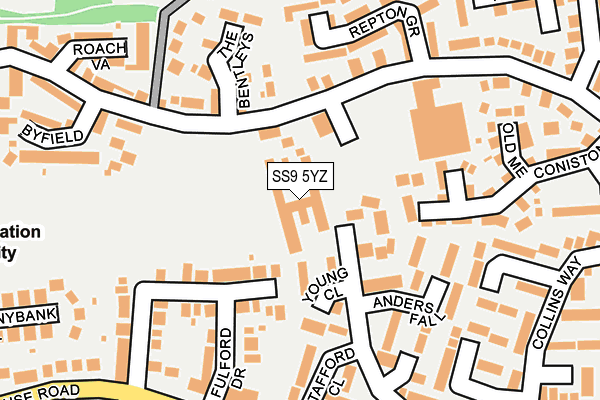 SS9 5YZ map - OS OpenMap – Local (Ordnance Survey) SS9 5YZ map - OS OpenMap – Local (Ordnance Survey)