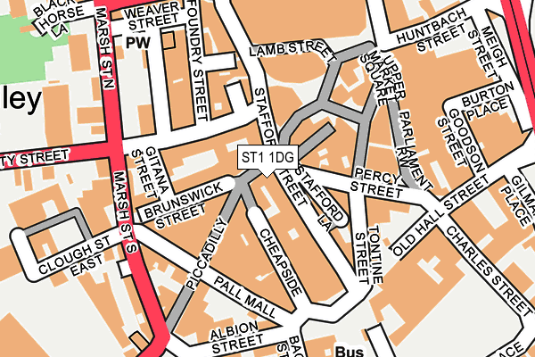 ST1 1DG map - OS OpenMap – Local (Ordnance Survey) ST1 1DG map - OS OpenMap – Local (Ordnance Survey)