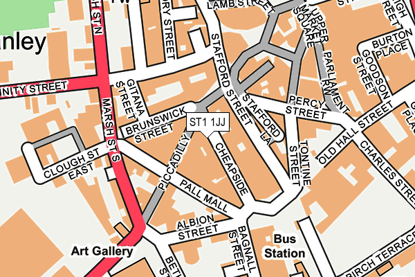 ST1 1JJ map - OS OpenMap – Local (Ordnance Survey) ST1 1JJ map - OS OpenMap – Local (Ordnance Survey)