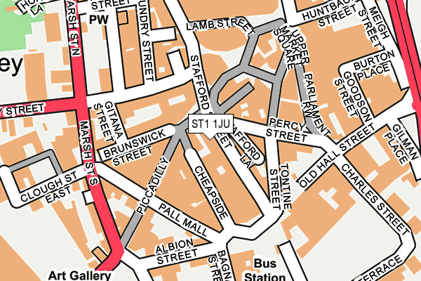 ST1 1JU map - OS OpenMap – Local (Ordnance Survey) ST1 1JU map - OS OpenMap – Local (Ordnance Survey)