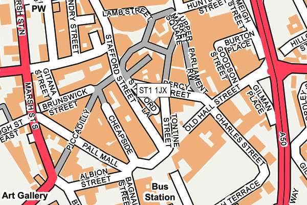 ST1 1JX map - OS OpenMap – Local (Ordnance Survey) ST1 1JX map - OS OpenMap – Local (Ordnance Survey)