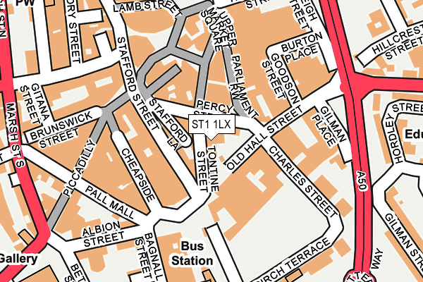ST1 1LX map - OS OpenMap – Local (Ordnance Survey) ST1 1LX map - OS OpenMap – Local (Ordnance Survey)