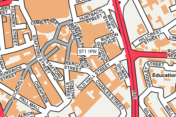 ST1 1PW map - OS OpenMap – Local (Ordnance Survey) ST1 1PW map - OS OpenMap – Local (Ordnance Survey)