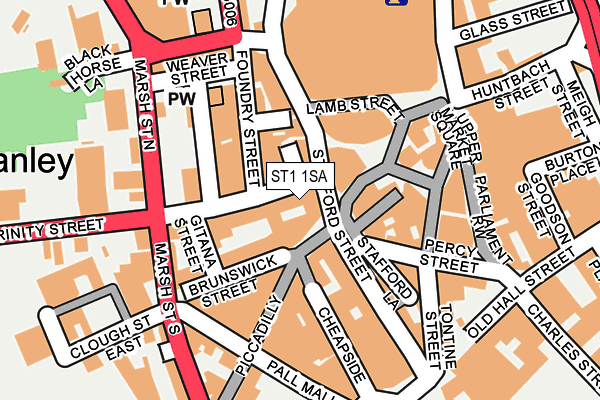 ST1 1SA map - OS OpenMap – Local (Ordnance Survey) ST1 1SA map - OS OpenMap – Local (Ordnance Survey)