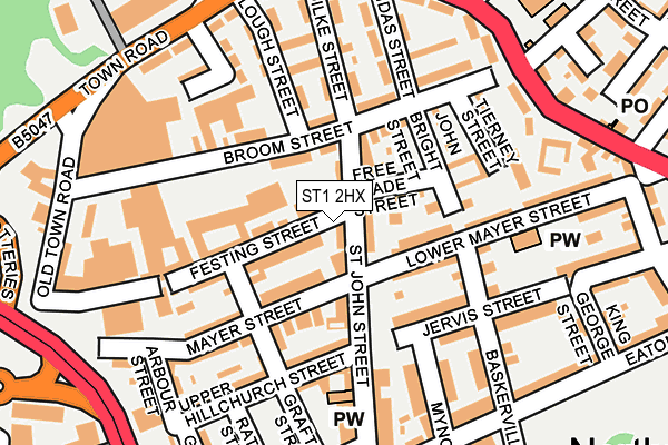 ST1 2HX map - OS OpenMap – Local (Ordnance Survey) ST1 2HX map - OS OpenMap – Local (Ordnance Survey)