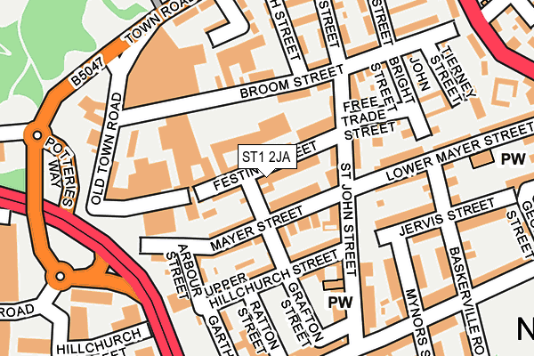ST1 2JA map - OS OpenMap – Local (Ordnance Survey) ST1 2JA map - OS OpenMap – Local (Ordnance Survey)
