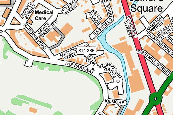 ST1 3BE map - OS OpenMap – Local (Ordnance Survey) ST1 3BE map - OS OpenMap – Local (Ordnance Survey)