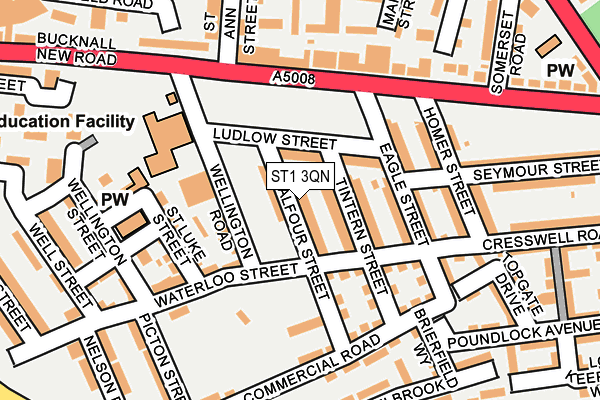 ST1 3QN map - OS OpenMap – Local (Ordnance Survey)