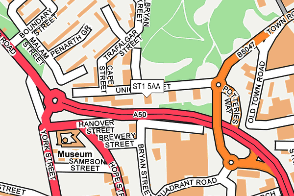 ST1 5AA map - OS OpenMap – Local (Ordnance Survey) ST1 5AA map - OS OpenMap – Local (Ordnance Survey)