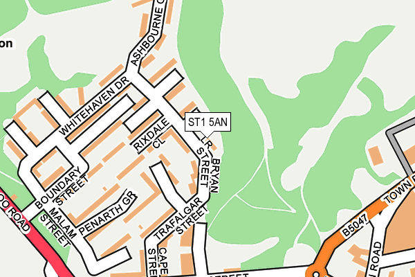 ST1 5AN map - OS OpenMap – Local (Ordnance Survey) ST1 5AN map - OS OpenMap – Local (Ordnance Survey)