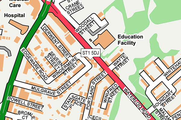 ST1 5DJ map - OS OpenMap – Local (Ordnance Survey) ST1 5DJ map - OS OpenMap – Local (Ordnance Survey)