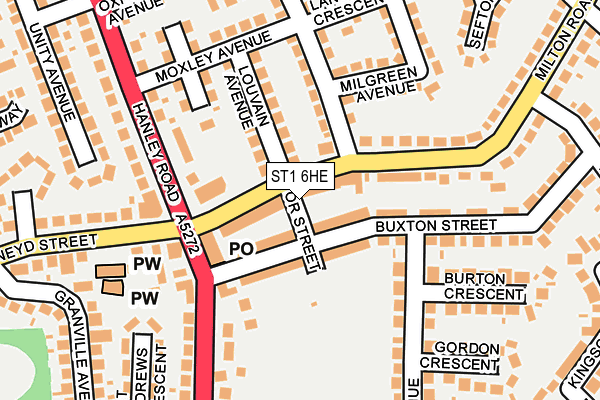 ST1 6HE map - OS OpenMap – Local (Ordnance Survey) ST1 6HE map - OS OpenMap – Local (Ordnance Survey)