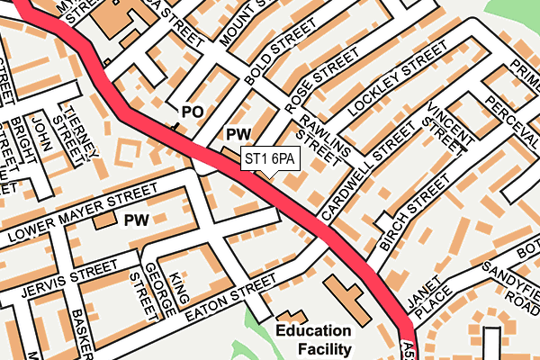 ST1 6PA map - OS OpenMap – Local (Ordnance Survey)