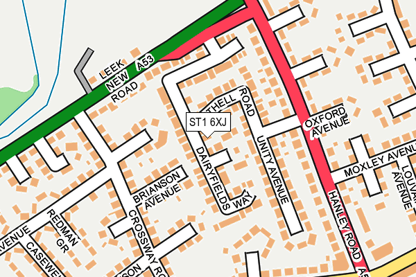ST1 6XJ map - OS OpenMap – Local (Ordnance Survey) ST1 6XJ map - OS OpenMap – Local (Ordnance Survey)