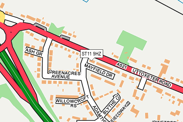 ST11 9HZ map - OS OpenMap – Local (Ordnance Survey) ST11 9HZ map - OS OpenMap – Local (Ordnance Survey)