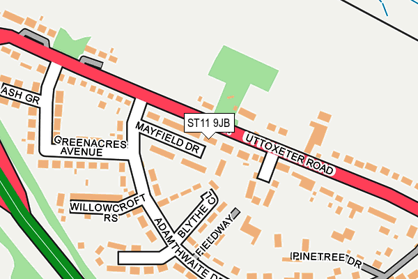 ST11 9JB map - OS OpenMap – Local (Ordnance Survey) ST11 9JB map - OS OpenMap – Local (Ordnance Survey)