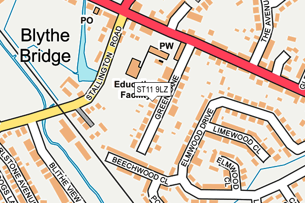 ST11 9LZ map - OS OpenMap – Local (Ordnance Survey)