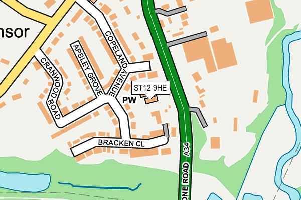 ST12 9HE map - OS OpenMap – Local (Ordnance Survey) ST12 9HE map - OS OpenMap – Local (Ordnance Survey)
