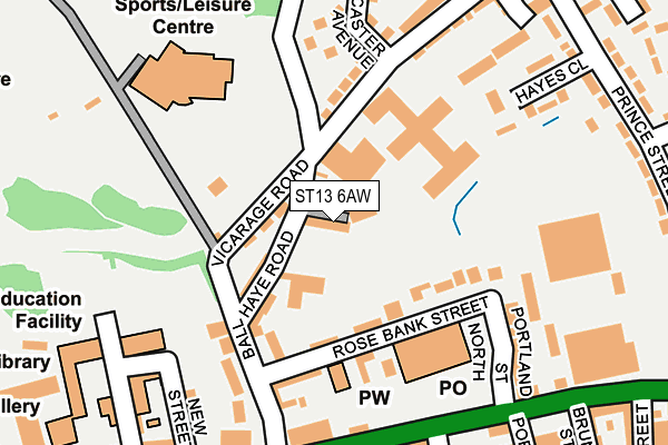 ST13 6AW map - OS OpenMap – Local (Ordnance Survey)