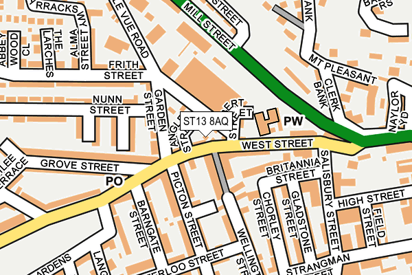 ST13 8AQ map - OS OpenMap – Local (Ordnance Survey) ST13 8AQ map - OS OpenMap – Local (Ordnance Survey)