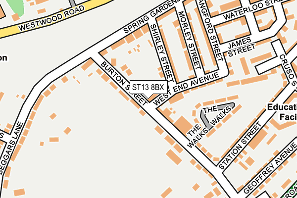ST13 8BX map - OS OpenMap – Local (Ordnance Survey) ST13 8BX map - OS OpenMap – Local (Ordnance Survey)