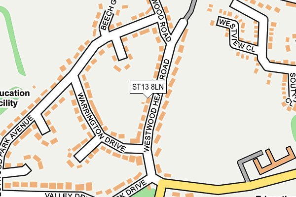 ST13 8LN map - OS OpenMap – Local (Ordnance Survey) ST13 8LN map - OS OpenMap – Local (Ordnance Survey)