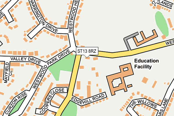 ST13 8RZ map - OS OpenMap – Local (Ordnance Survey) ST13 8RZ map - OS OpenMap – Local (Ordnance Survey)