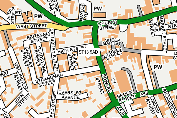 ST13 9AD map - OS OpenMap – Local (Ordnance Survey) ST13 9AD map - OS OpenMap – Local (Ordnance Survey)