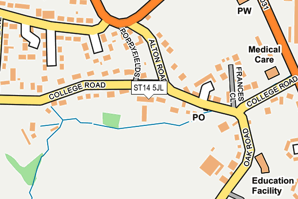 ST14 5JL map - OS OpenMap – Local (Ordnance Survey) ST14 5JL map - OS OpenMap – Local (Ordnance Survey)