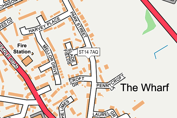 ST14 7AQ map - OS OpenMap – Local (Ordnance Survey)
