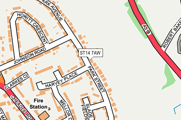 ST14 7AW map - OS OpenMap – Local (Ordnance Survey) ST14 7AW map - OS OpenMap – Local (Ordnance Survey)