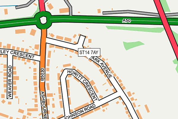 ST14 7AY map - OS OpenMap – Local (Ordnance Survey) ST14 7AY map - OS OpenMap – Local (Ordnance Survey)