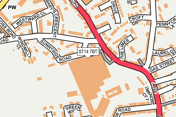 ST14 7BT map - OS OpenMap – Local (Ordnance Survey) ST14 7BT map - OS OpenMap – Local (Ordnance Survey)