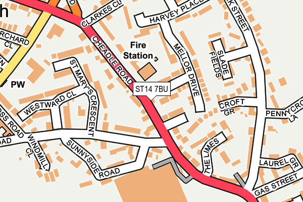 ST14 7BU map - OS OpenMap – Local (Ordnance Survey)