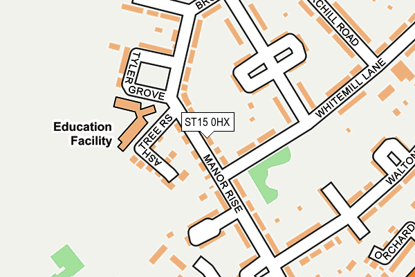 ST15 0HX map - OS OpenMap – Local (Ordnance Survey) ST15 0HX map - OS OpenMap – Local (Ordnance Survey)