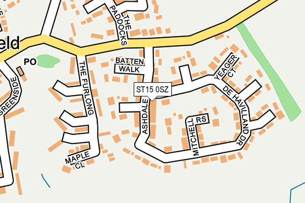 ST15 0SZ map - OS OpenMap – Local (Ordnance Survey) ST15 0SZ map - OS OpenMap – Local (Ordnance Survey)