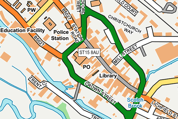 ST15 8AU map - OS OpenMap – Local (Ordnance Survey) ST15 8AU map - OS OpenMap – Local (Ordnance Survey)