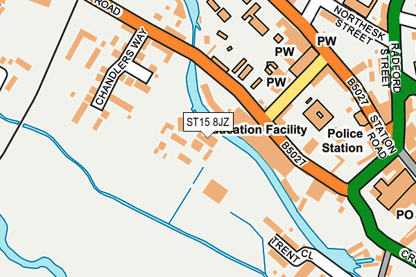 ST15 8JZ map - OS OpenMap – Local (Ordnance Survey) ST15 8JZ map - OS OpenMap – Local (Ordnance Survey)