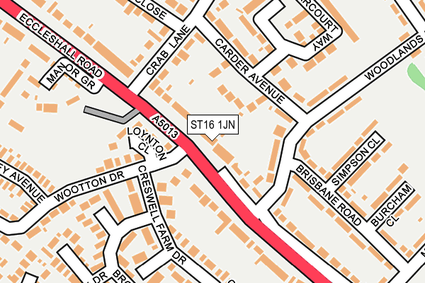 ST16 1JN map - OS OpenMap – Local (Ordnance Survey) ST16 1JN map - OS OpenMap – Local (Ordnance Survey)