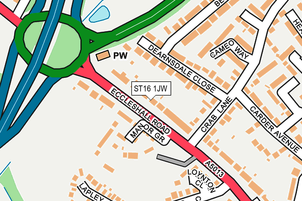 ST16 1JW map - OS OpenMap – Local (Ordnance Survey) ST16 1JW map - OS OpenMap – Local (Ordnance Survey)