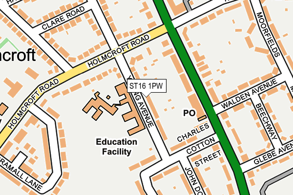 ST16 1PW map - OS OpenMap – Local (Ordnance Survey)