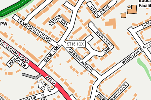 ST16 1QX map - OS OpenMap – Local (Ordnance Survey) ST16 1QX map - OS OpenMap – Local (Ordnance Survey)