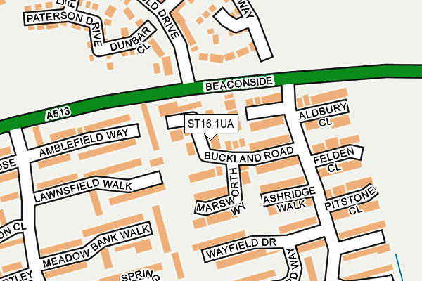 ST16 1UA map - OS OpenMap – Local (Ordnance Survey)