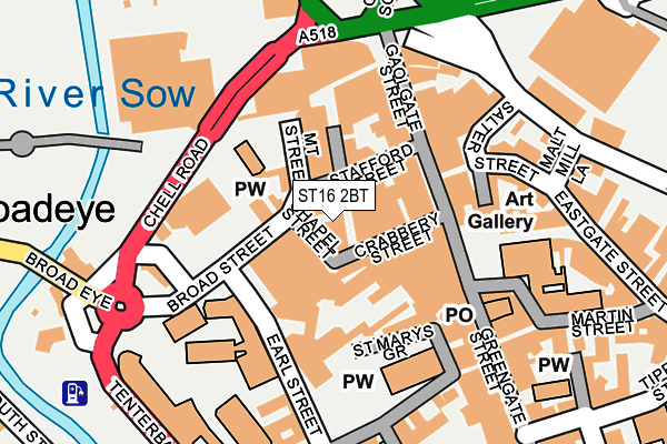 ST16 2BT map - OS OpenMap – Local (Ordnance Survey)