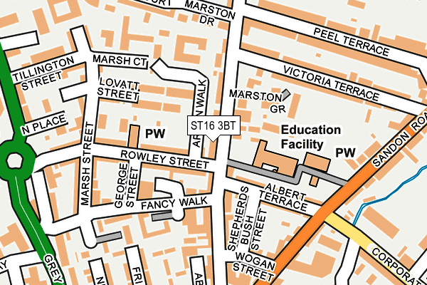 ST16 3BT map - OS OpenMap – Local (Ordnance Survey) ST16 3BT map - OS OpenMap – Local (Ordnance Survey)