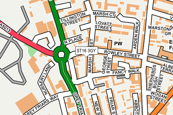 ST16 3GY map - OS OpenMap – Local (Ordnance Survey)