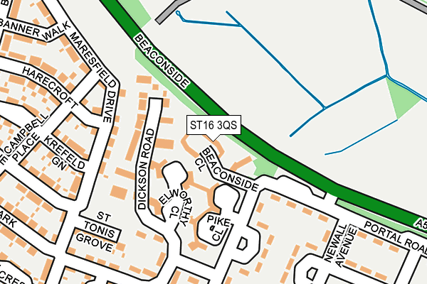 ST16 3QS map - OS OpenMap – Local (Ordnance Survey) ST16 3QS map - OS OpenMap – Local (Ordnance Survey)