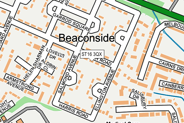 ST16 3QX map - OS OpenMap – Local (Ordnance Survey)