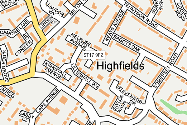 ST17 9FZ map - OS OpenMap – Local (Ordnance Survey) ST17 9FZ map - OS OpenMap – Local (Ordnance Survey)